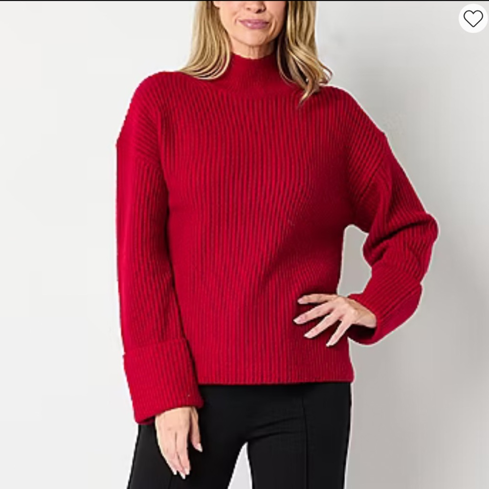 Liz Claiborne Women's Mock Neck Red Sweater - Picture 6 of 15
